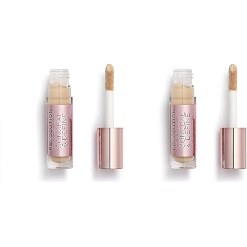 Revolution Beauty, Conceal & Define Concealer, Full Coverage & Lightweight, Long-Lasting Matte Finish, Vegan & Cruelty Free, C5 Fair or Light Skin Tones, 0.14 Oz. (Pack of 2)