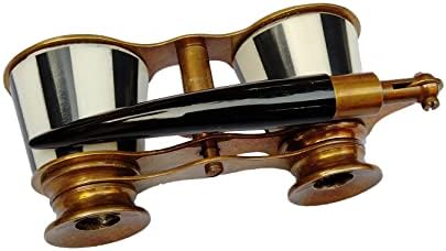 2.5" Opera Glasses Binoculars for Adults – Mother of Pearl Solid Brass with Handle | Pocket-Sized, Ideal for Kids, Bird Watching, Hunting & Theatre