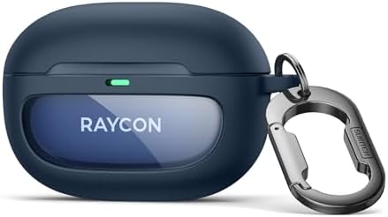 SURITCH Case for Raycon Everyday Earbuds (2024 Edition), Shockproof Magnetic Case for Raycon Bluetooth True Wireless in-Ear Buds Headphones, Protective Cover with Magnetic Lid Lock & Carabiner, Navy