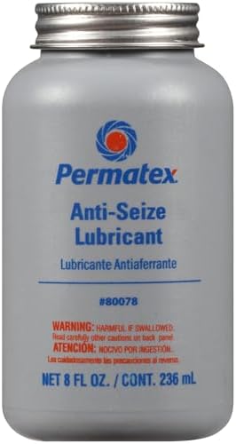 Permatex 80078 Anti-Seize Lubricant With Brush Top Bottle Prevents Galling, Corrosion, Seizing, Refined Blend Aluminum, Copper, And Graphite Lubricants For Spark Plugs 8 oz