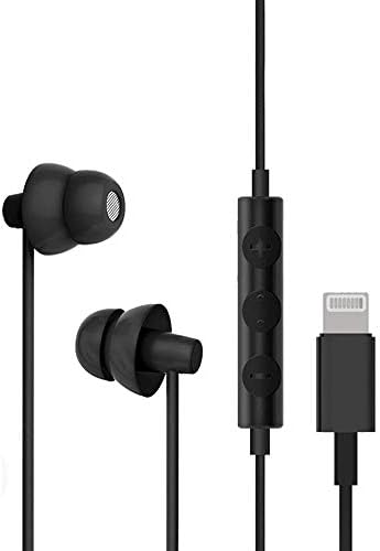 MAXROCK Lighting Headphones, Sleep Earbuds with Lightning Connector Sleep Headphone Earphones for iPhone X/XS/XS Max/XR iPhone 8 iPhone 7/7 Plus Apple iOS with Microphone and Volume Remote (Black)