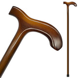 FLYDRUM Wooden Walking Cane for Men and Women, One-Piece Wood Cane, 36 Inch Wood Walking Stick for Men and Women, Ergonomic Wood Cane for Seniors Walnut