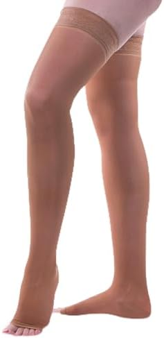 Allegro 15-20mmHg Essential 5 Sheer Support Hose - Comfortable, Thigh High, Open Toe, Compression Stockings for Women