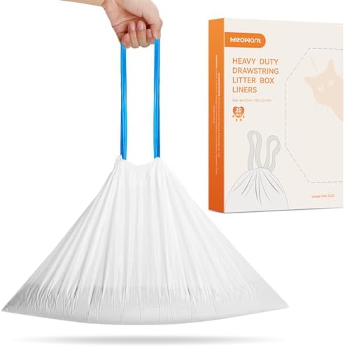MeoWant Cat Litter Box Liners, Drawstring Cat Litter Receptacles Bags for MeoWant MW-SC01/MW-SC02/MW-LR01 Automatic Cat Litter Box 20pcs