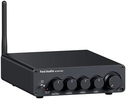 Fosi Audio Bluetooth Subwoofer Amplifier 2.1, BT30D Pro Subwoofer Amp with TPA3255 Chips 165W x2+350W & Bass Treble Control, 2.1 Channel Sub Amplifier for Desktop/Outdoor/Bookshelf Speakers