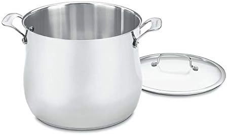Cuisinart Contour Stainless 12-Quart Stockpot with Glass Cover, Silver