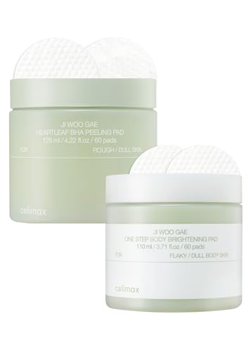 celimax Ji.Woo.Gae Heartleaf BHA Peeling Pad(60 pads) + ONE STEP Body Brightening Pad 110ml (60 pads) Bundle