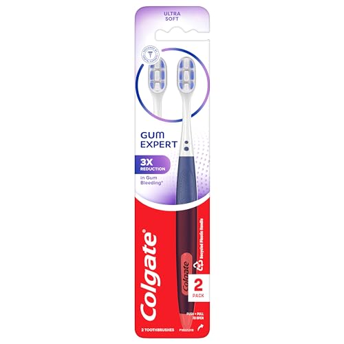 Colgate Gum Expert Ultra Soft Gum Toothbrush Pack, Extra Soft Toothbrush for Sensitive Gums, Gum Bleeding and Irritation, 2 Pack