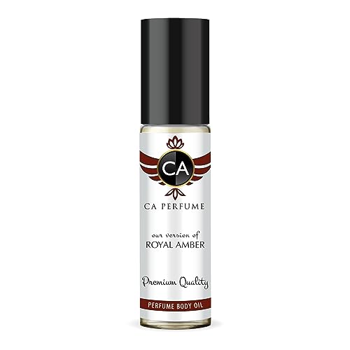 CA Perfume Impression of Emra Royal Amber For Women & Men Replica Fragrance Body Oil Dupes Alcohol-Free Essential Sample Travel Size Concentrated Long Lasting Attar Roll-On 0.3 Fl Oz/10ml