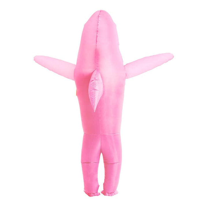 IHGYT Inflatable Shark Costume Air Blow up Jaws Jumpsuit Fancy Dress Funny Carcharias Suit for Cosplay Party Halloween Christmas Carnival, Adult Size(Pink)