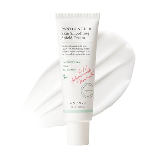 AXIS-Y Panthenol 10 Skin Smoothing Shield Cream - Daily Facial Moisturizer Barrier Cream for Long Lasting Hydration & Soothing - Vegan Korean Skin Care Face Lotion for All Skin Types - 1.69 fl. oz.