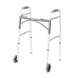 McKesson Folding Walkers with Wheels, Aluminum, 32 in to 39 in, 350 lbs Weight Capacity, 1 Count