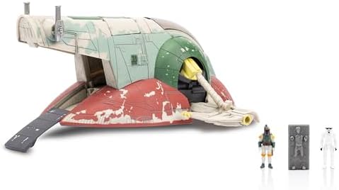 STAR WARS Micro Galaxy Squadron Boba Fett's Starship (Ep 5) - 7-Inch Vehicle with Flight Display Stand and Three 1-Inch Micro Figure Accessories