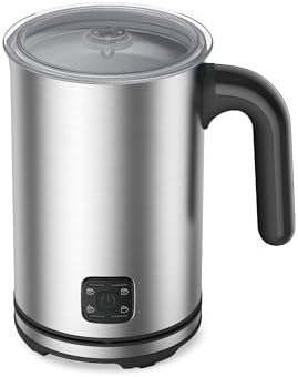 Electric Milk Frother, 4-in-1 Electric Milk Steamer,10 oz/300 ML Automatic Cold And Warm Foam Maker For Coffee,Latte,Cappuccino,Macciato, Hot chocolate,Non-Stick Coating,Easy Clean,Sliver