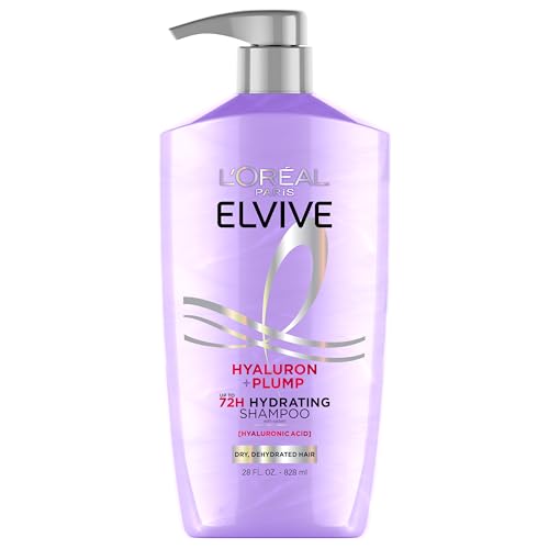 L'Oreal Paris Elvive Hyaluron Plump Hydrating Shampoo for Dehydrated, Dry Hair Infused with Hyaluronic Acid Care Complex, Paraben-Free, 26.5 Fl Oz