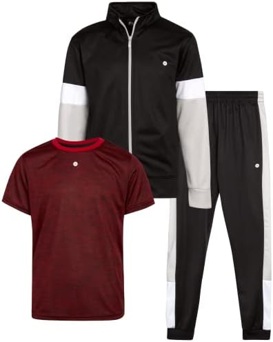 RBX Boys' Jogger Set - 3 Piece Tricot Sweatshirt, Sweatpants, and T-Shirt Tracksuit (8-12)