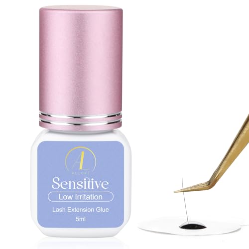 ALLOVE Sensitive Lash Extension Glue 3-5S Drying Time Low Fume Eyelash Extension Glue 3-4 Weeks Retention Waterpoof Lash Glue for Eyelash Extensions 5ml Professional Use Only