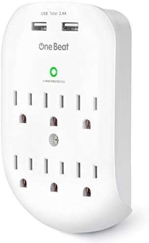 6-Outlet Surge Protector, Wall Outlet Extender Multi Plug Outlet Wall Adapter with 2 USB Charging Ports 2.4 A, 490 Joules, ETL Listed for Home, School, Office