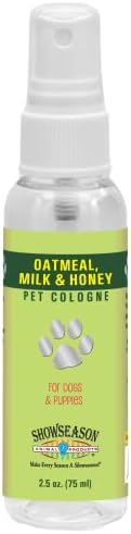 Showseason Oatmeal, Milk & Honey Pet Cologne 2.5 oz For Dogs |Travel Size | Long-Lasting Odor Eliminator | Cruelty-Free | Paraben-Free | Biodegradable and Non-Toxic | Made in USA