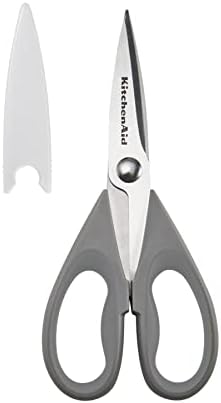 KitchenAid All Purpose Kitchen Shears with Protective Sheath Durable Stainless Steel Scissors, Dishwasher Safe, Soft Grip Comfort Handle, 8.72 Inch, Gray
