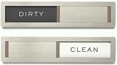Dishwasher Magnet Clean Dirty Sign, Kubik Letters Premium Stainless Steel Grade 304, Kitchen Organizers and Storage Decor Accessories, Extra Adhesive Tapes Included.
