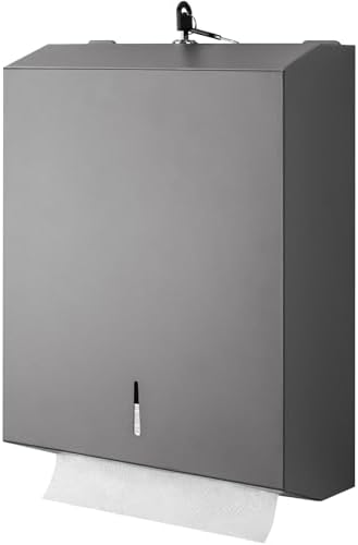 Paper Towel Dispenser Wall Mount Commercial c-fold/Multi-fold/Tri-fold, Touchless Hand Towel Dispenser with Lock(Dark Grey)