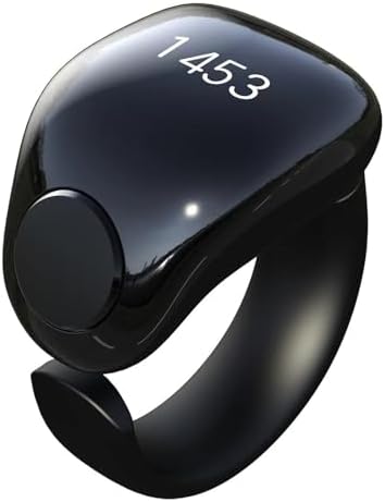 Tasbih Zikr Smart Ring, Adjustable Ring Finger Counter with Size (18/20/22mm),APP Support Digital Counter Prayer Reminder Rings, Waterproof 4 Digit Finger Counter zikr Ring for Muslims (white)