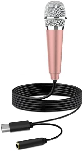 USB C Mini Karaoke Microphone for Android Phone, Laptop, Tablets Small ASMR Microphone for Voice Video Recording Singing, Vlogging, Podcasting YouTube (1 PCS Rose Golden)