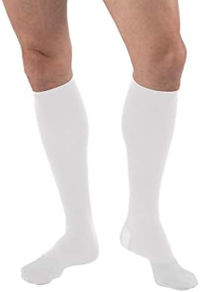 JOBST for men knee high 15-20 mmHg Compression Socks, Closed Toe, Large, White