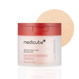Medicube Red Succinic Acid Panthenol Facial Peeling Pads - Exfoliating Toner Pads for Acne-Prone Skin with Niacinamide, AHA, BHA, and Soothing Panthenol - Non-Comedogenic