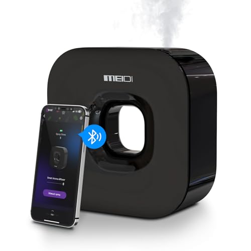 MEIDI Waterless Essential Oil Diffuser - Bluetooth Cordless Aromatherapy Diffuser with App Control, Smart Timer Setting, Hang-up Design and Wide Coverage for Home, Office, Hotel and SPA - Black