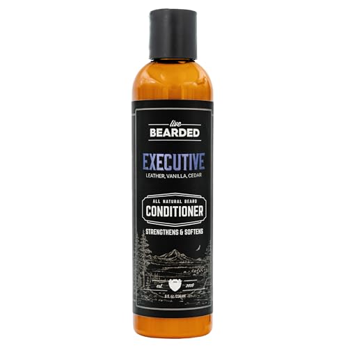 Live Bearded Beard Conditioner, 8 fl oz - Strengthens and Softens Facial Hair - Made in the USA - All-Natural Ingredients with Biotin, Caffeine | Executive Scent - Cedar, Vanilla