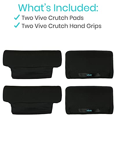 Vive Premium Crutch Pads & Hand Grips - Comfortable, Breathable, Machine Washable Padding - Moisture Wicking & Odor Reducing Pillow Accessory Covers for Adult & Youth Walking Crutches