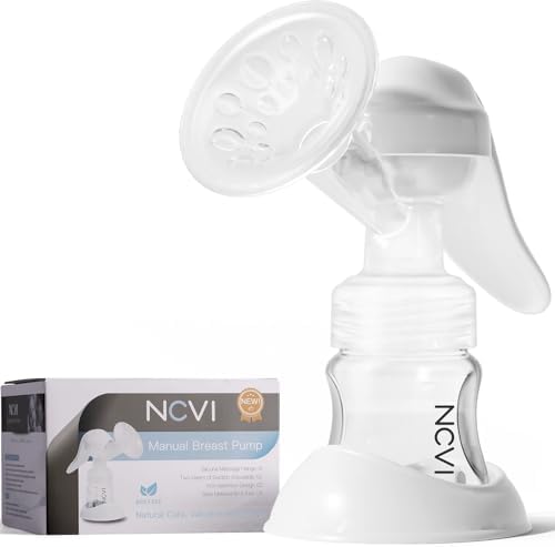 NCVI Manual Breast Pump for Breastfeeding Small Nipple, 20mm Silicone Soft Flange Single Hand Held Pump Breast Milk 5oz, BPA-Free with Two Kinds of Suction Adjusted Suitable for 17/18/19/20mm Nipples