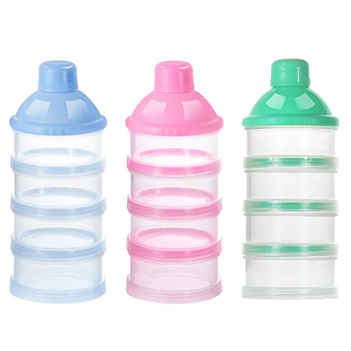 Accmor Formula Dispenser On The Go, 4 Compartments Stackable Formula Container for Travel, Baby Milk Powder Kids Snack Container, BPA Free ﻿