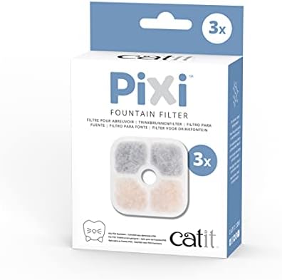 Catit PIXI Cat Drinking Fountain Original Filter, Official Replacement Triple Action Water Filter, 3-Pack, White
