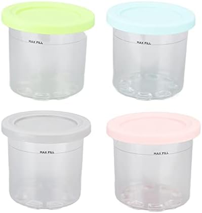 Containers with Lids, 4Pcs Plastic Ice Cream Cans Replacement for Ninja NC299AMZ NC300s Series Creami Ice Cream Makers