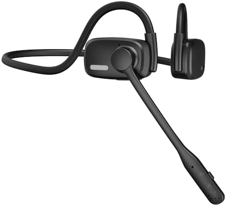 Bluetooth Headphones, LK12 Bluetooth Wireless Headphones with Noise Cancelling Mic, 15.4mm Diaphragm Driver, Open Ear Headset for Meeting Running Cycling (Black-Hearing Protection for Indoor)