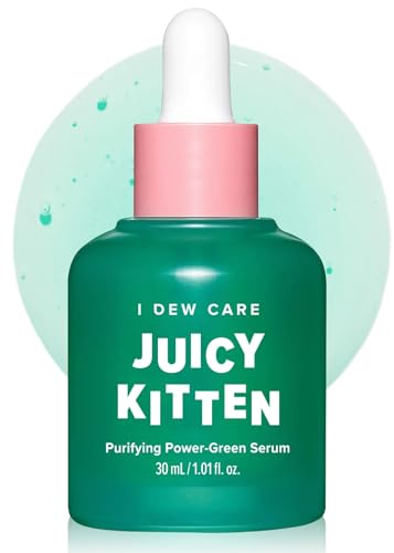 I DEW CARE Korean Heartleaf Serum for blemish prone skin- Juicy Kitten | Green Juice for Face, Glass Skin with Niacinamide, Kale, Moringa Seed, Willow Bark Extarct, 1.01 FL Oz