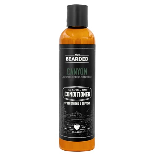 Live Bearded Beard Conditioner, 8 fl oz - Strengthens and Softens Facial Hair - Made in the USA - All-Natural Ingredients with Biotin, Caffeine | Canyon Scent - Juniper, Cypress, Fir Needle