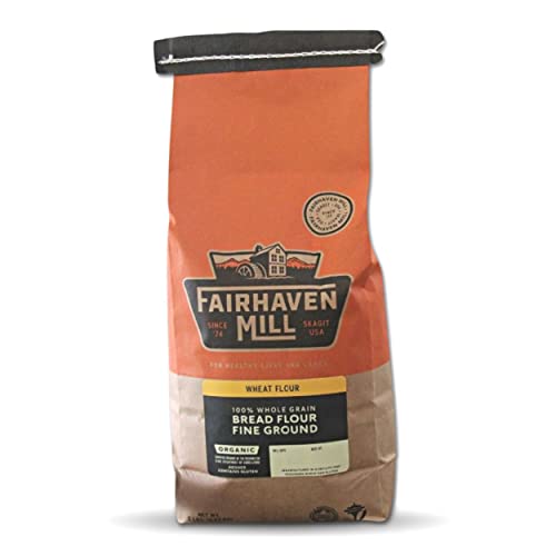 Fairhaven Mill Organic Whole Grain Bread Flour - High Protein Fine Ground - Contains Gluten - Ideal for Breads, Rolls & Artisan Loaves - 5 lbs Bag - 8501F