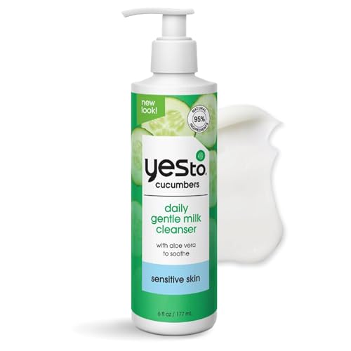 Yes To Cucumbers Daily Gentle Milk Cleanser, Soothing Face Wash That Won't Strip Your Skin & Holds Moisture, With Cucumber Extract, Soy Proteins & Green Tea, Natural, Vegan & Cruelty Free, 6 Fl Oz