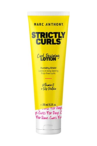 Marc Anthony Curl Defining & Enhancing Lotion, Strictly Curls - Moisturizing Detangler with Vitamin E & Silk Protein for Long-Lasting Frizz-Free - Bounce & Shine For Wavy, Dry or Damaged Hair