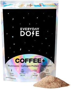 The Mushroom Coffee by Everyday Dose Premium Coffee Extract with Grass-Fed Collagen, Chaga, Lions Mane & L-Theanine for Better Focus, Energy, Digestion, Skin, and Immunity 30 Servings