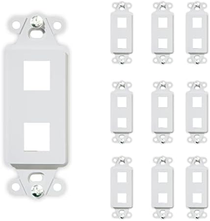 Legrand - OnQ 2 Port Decorator Outlet Strap, Wall Outlet Cover, Keystone Wall Plate, Outlet Cover for Keystone Wall Plate 2 Port, White, WP3412WH, 10 Pack