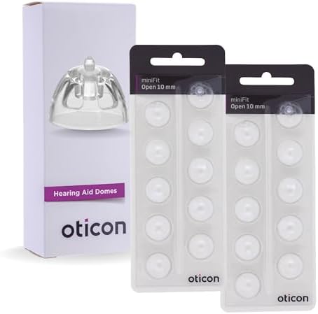 Genuine Oticon Hearing Aid Domes Minifit Open 10mm (0.39 inches - Large), Oticon Branded OEM Denmark Replacements, Authentic Accessories for Optimal Performance -2 Packs / 20 Domes Total