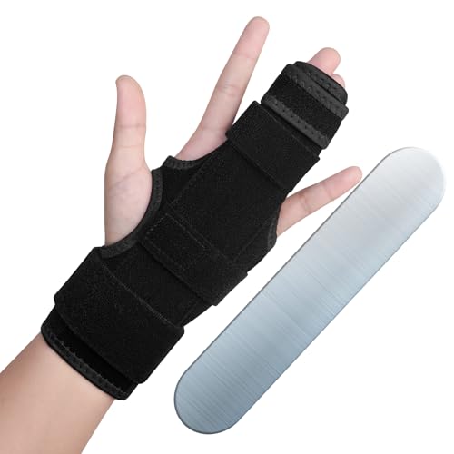 Trigger Finger Splint, 2 Finger Brace for Index, Middle, Ring, Pinky Finger, Treatment for Hand Fractures, Arthritis (L/XL, Left)