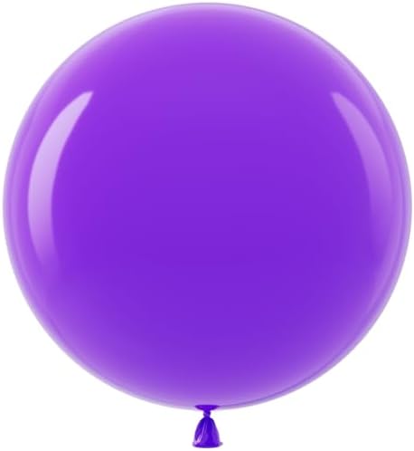 Bezente Purple Giant Balloons 36 Inch - 8 Pack Jumbo Purple Balloons Large Round Black Latex Balloons for Birthday Graduation Baby Shower Wedding Halloween Party Decoration