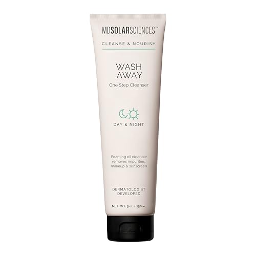 MDSolarSciences Wash Away One Step Foaming Cleanser Removes Impurities, Makeup & Sunscreen, Dermatologist Developed Vegan Formula with Hyaluronic Acid, Pineapple Extract, Aloe & Vitamin B5