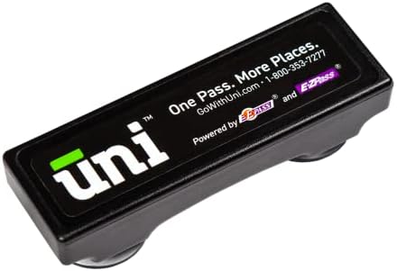 Uni Prepaid Portable Toll Pass Works in 19 States Including FL, GA, NC, VA, WV, MD, DE, NJ, NY, PA, MA, RI, NH, ME, OH, IN, IL, KY, and MN – Black